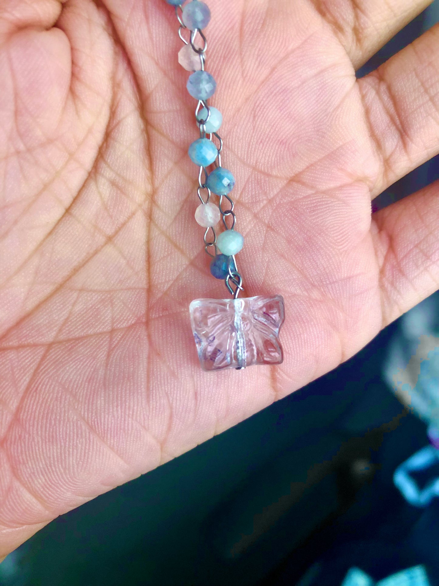 aquamarine butterfly necklace🦋