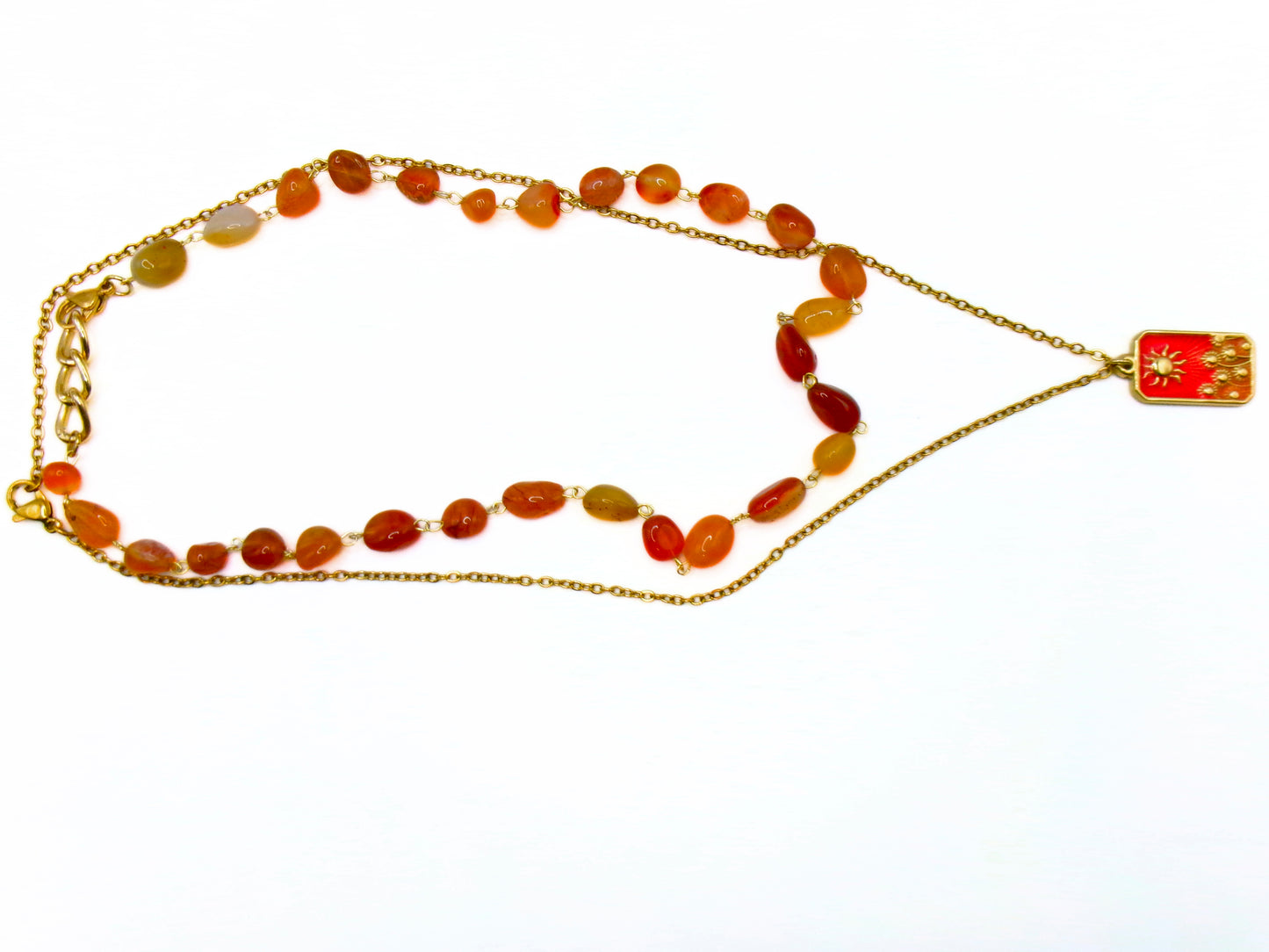 carnelian sunflower layered necklace