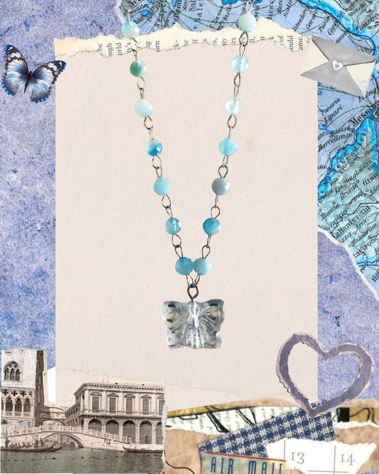 aquamarine butterfly necklace🦋