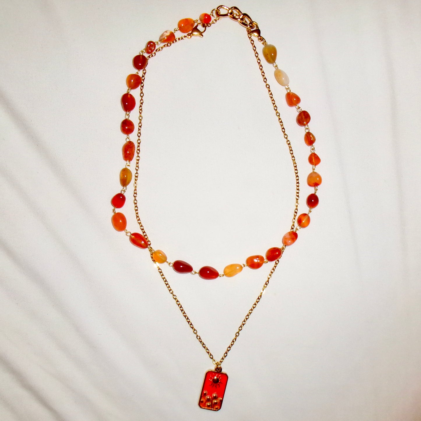 carnelian sunflower layered necklace