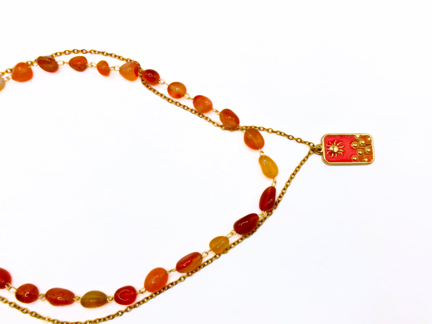 carnelian sunflower layered necklace