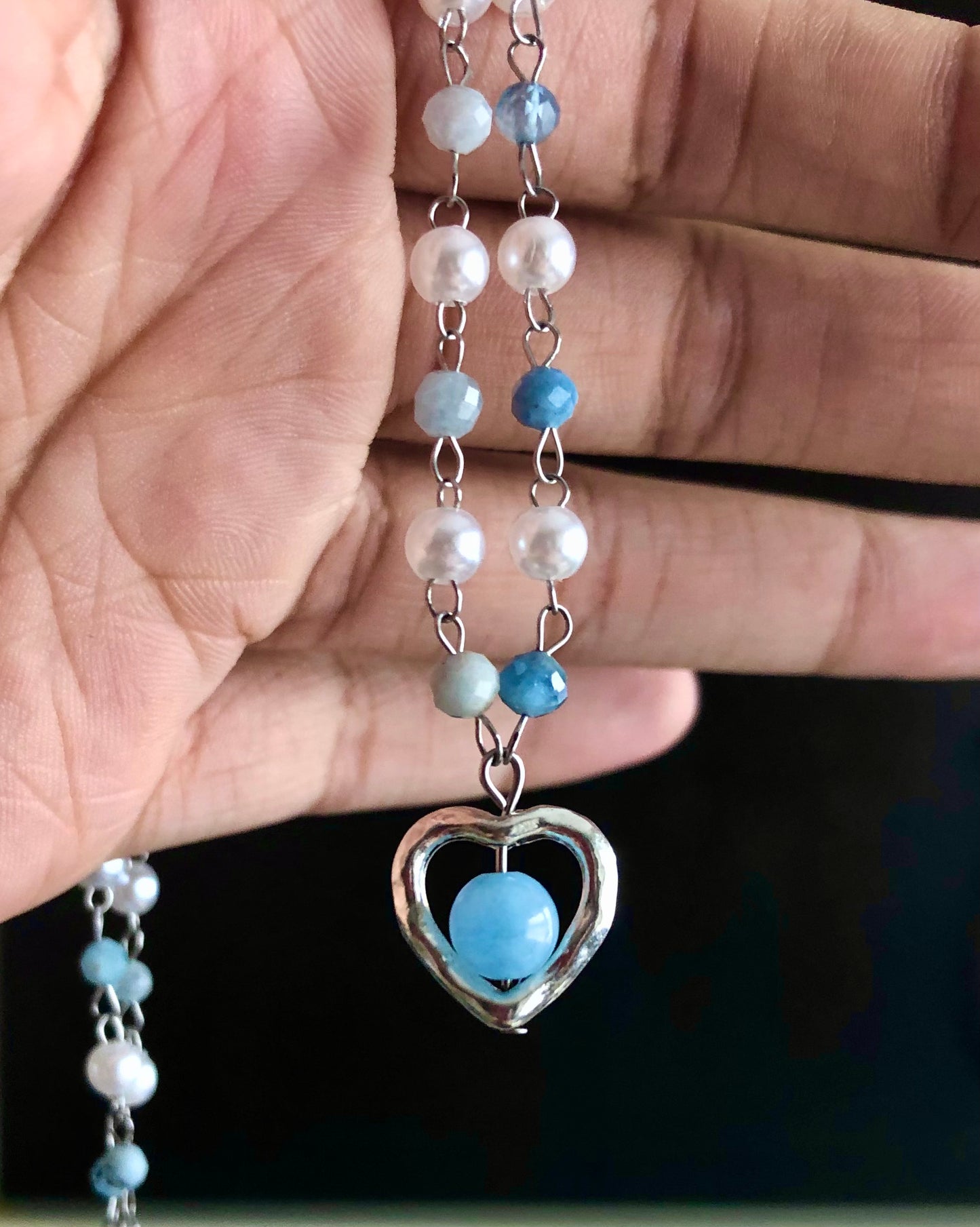 aquamarine heart necklace🐬