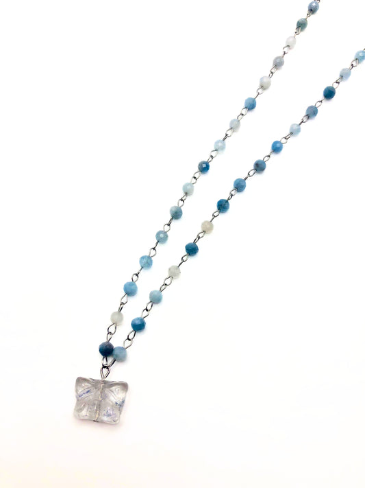 aquamarine butterfly necklace🦋