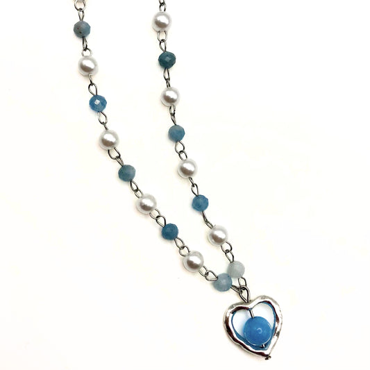 aquamarine heart necklace🐬
